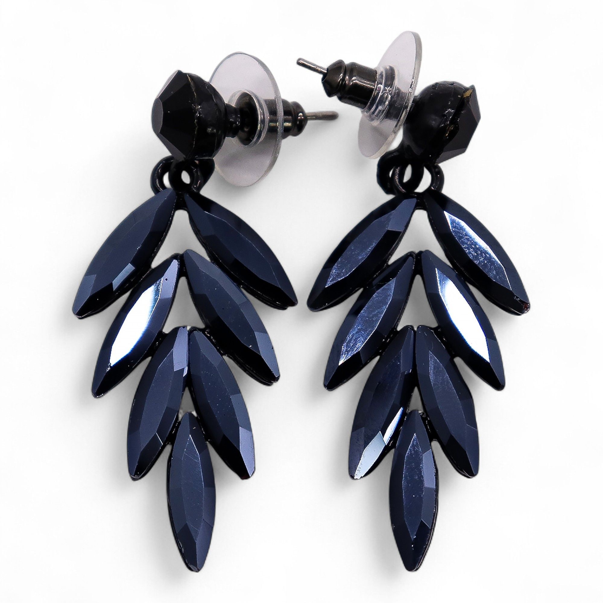 Pendientes de Cristal Vintage - Largo - Negro Azabache - Imagen 5