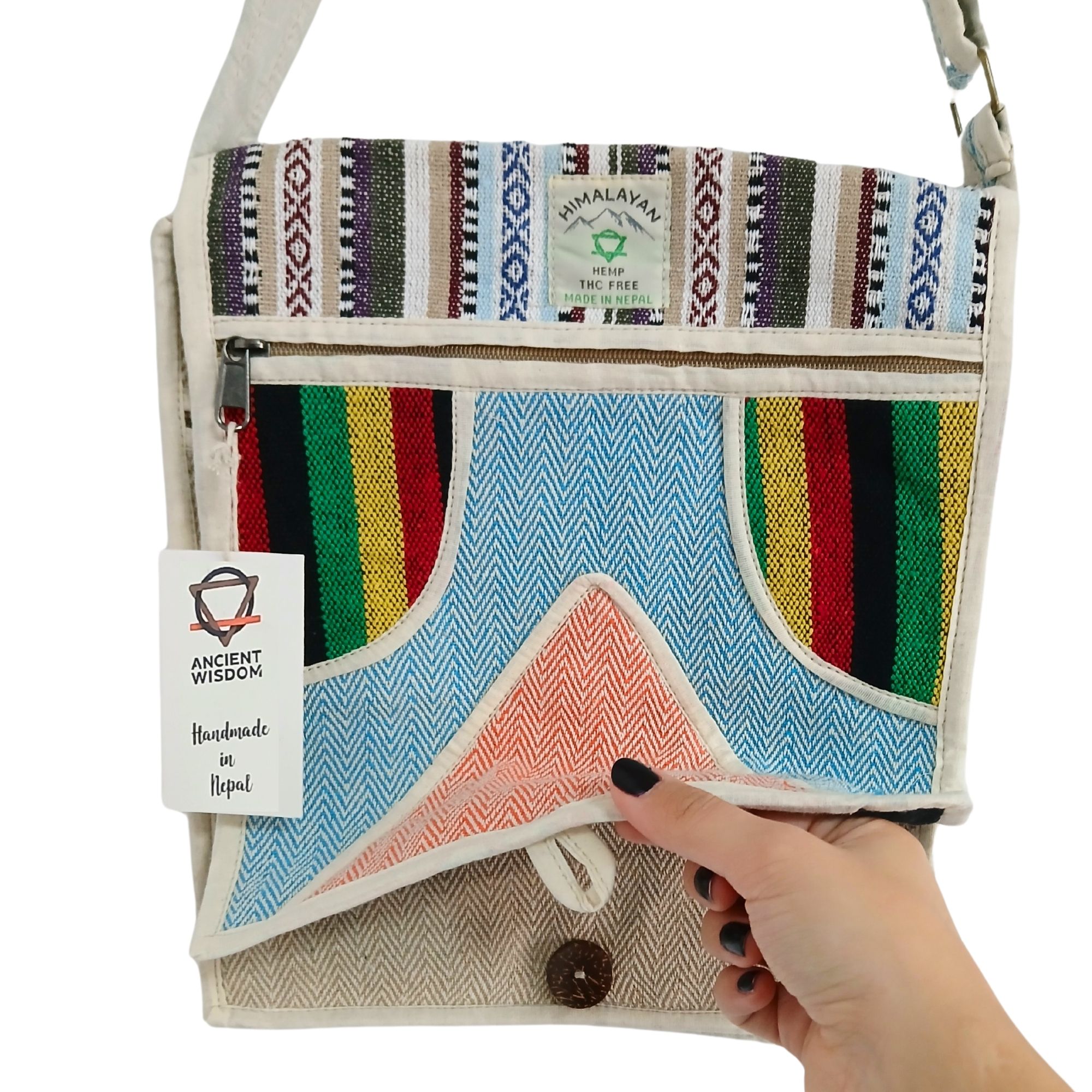 Bolso Mensajero de Cáñamo para Laptop - Triángulo - Imagen 2