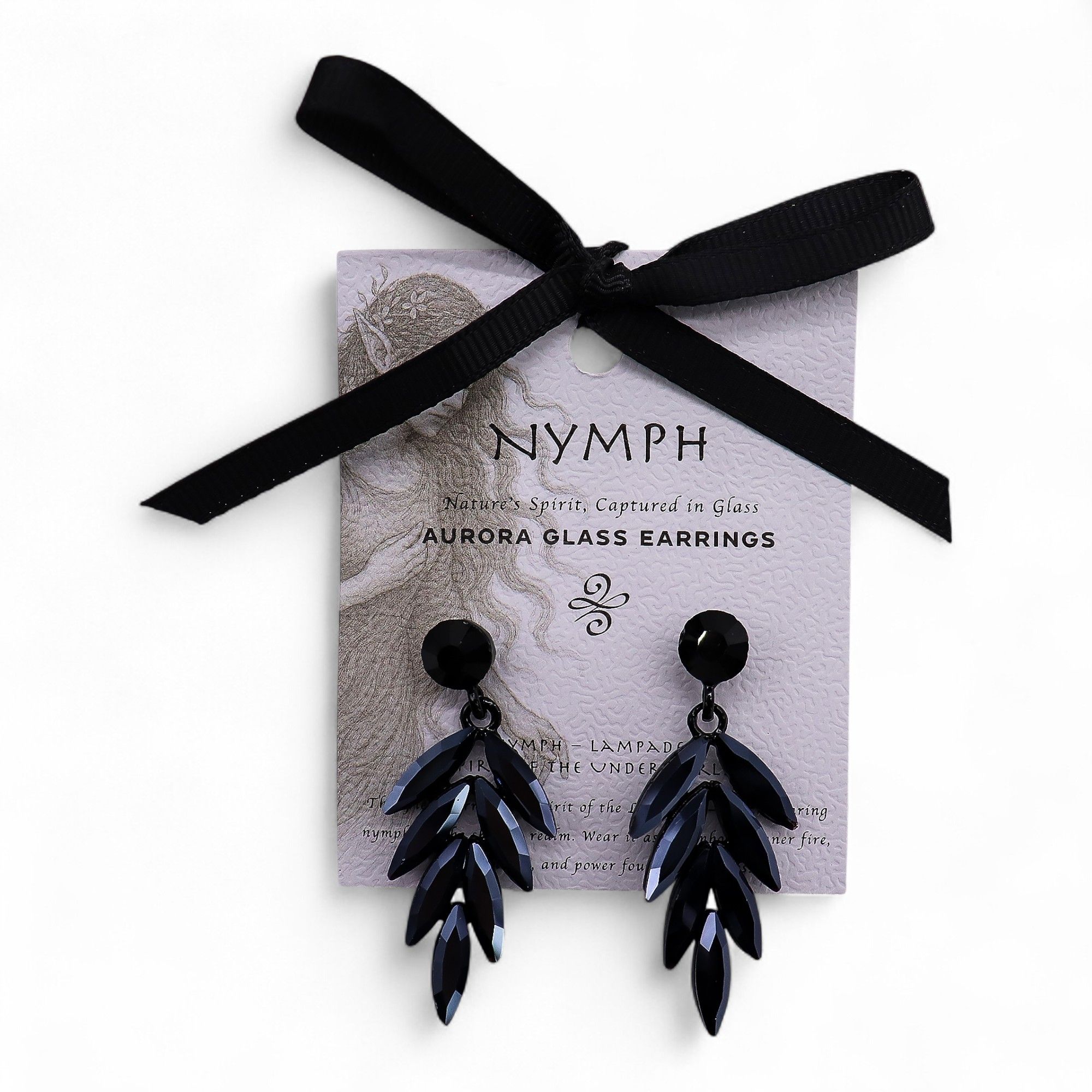 Pendientes de Cristal Vintage - Largo - Negro Azabache - Imagen 6