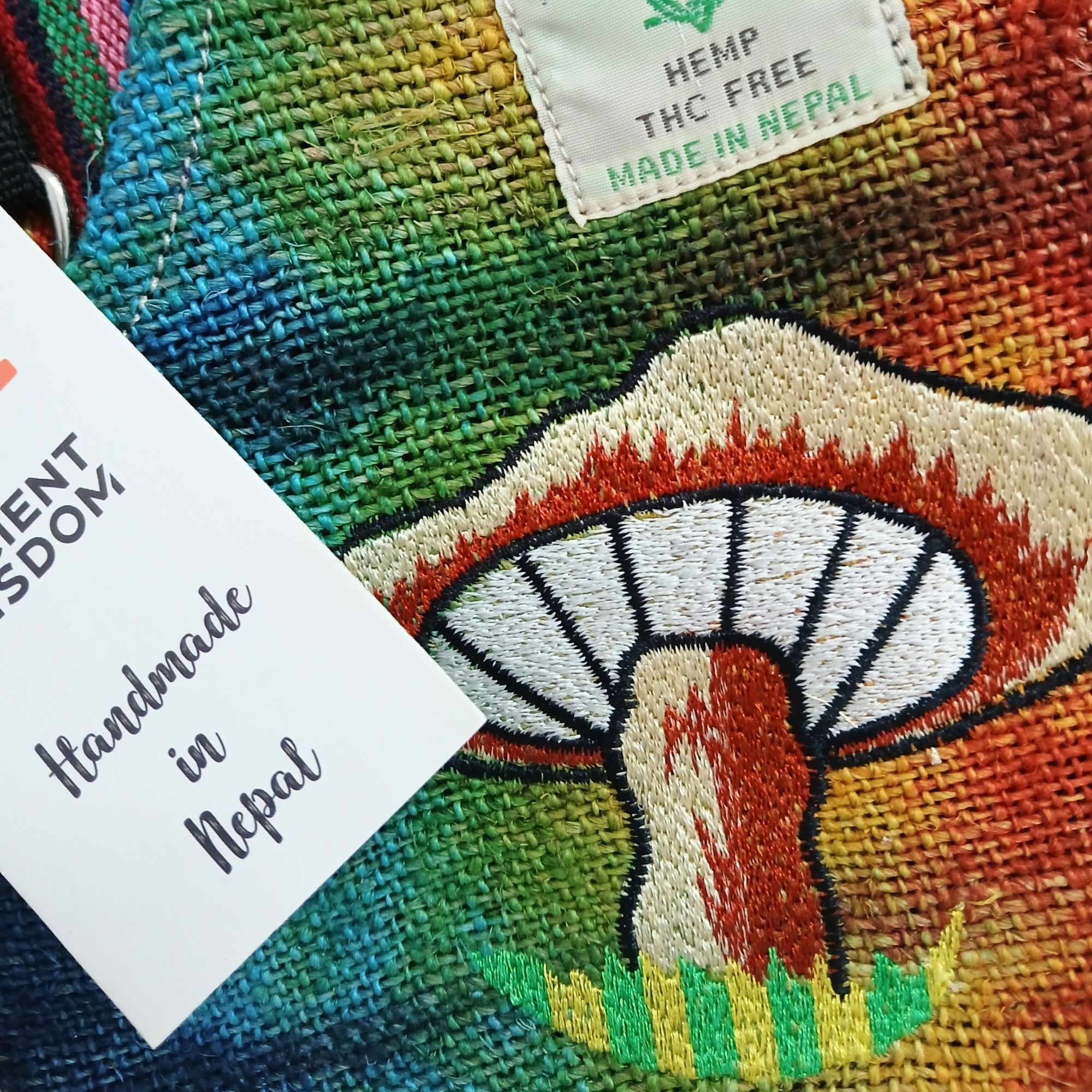 Bolso de Fiesta con Bordado de Cáñamo - Hongos Naranjas - Imagen 2