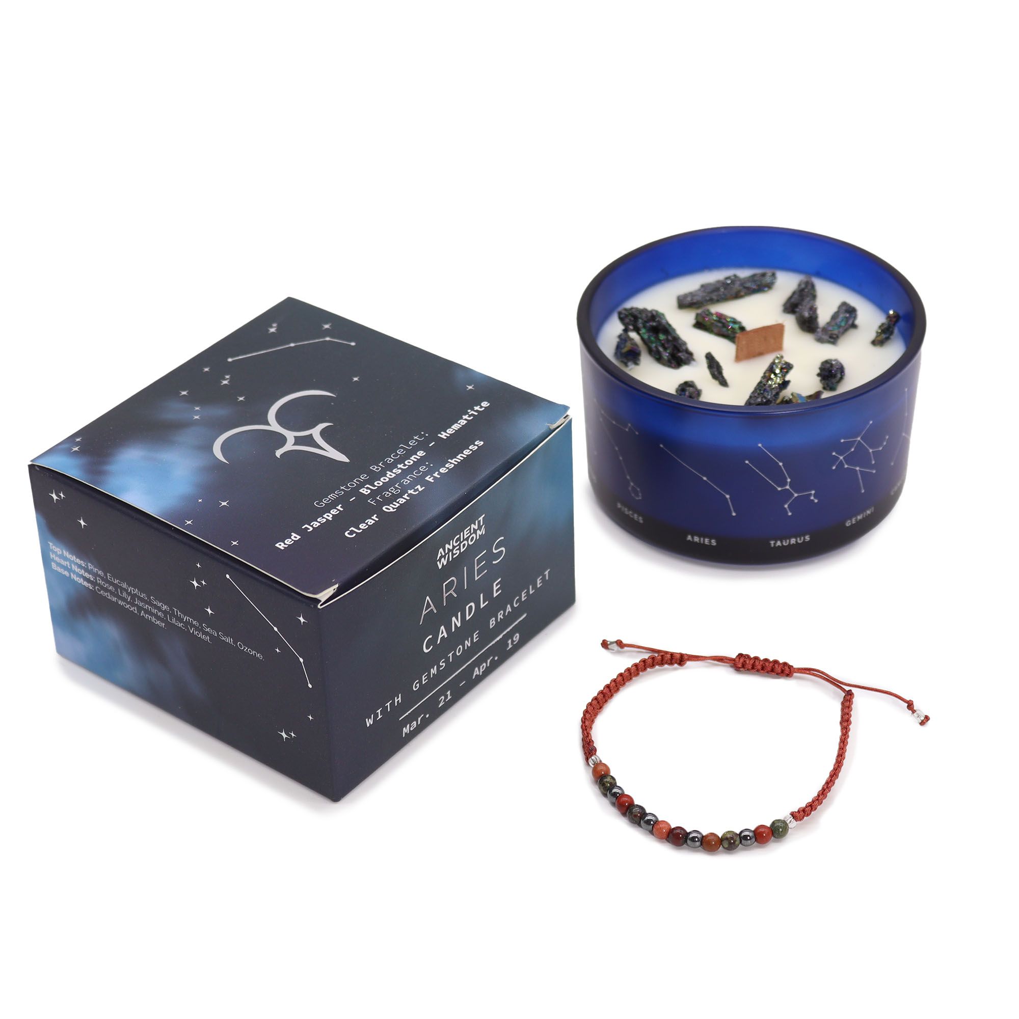 Vela de Cristal del Zodiaco con Pulsera de Piedras Preciosas - Aries - Imagen 4