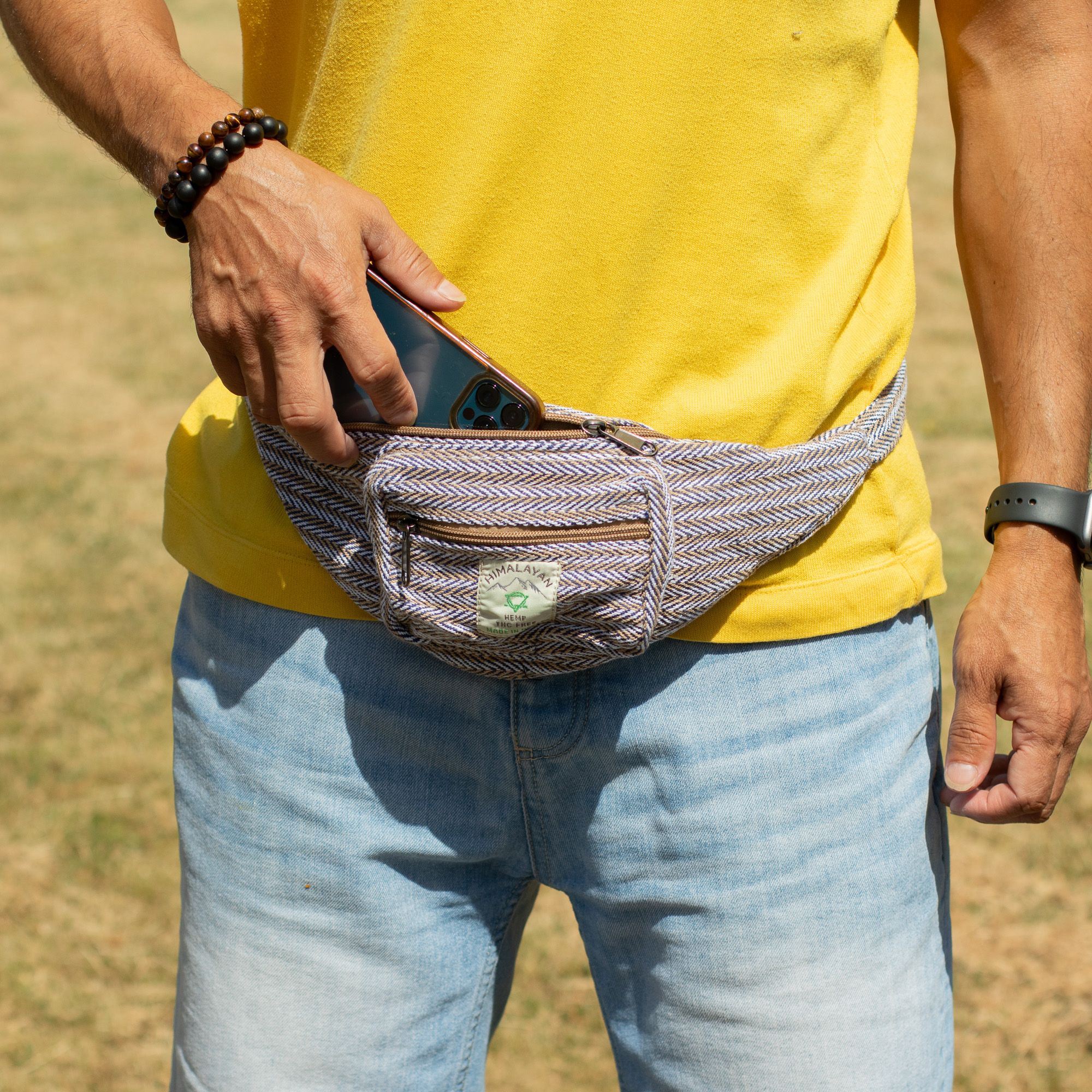 Bolso Tipo Cinturón de Estilo Cáñamo y Algodón (o Riñonera) - Azul - Imagen 5