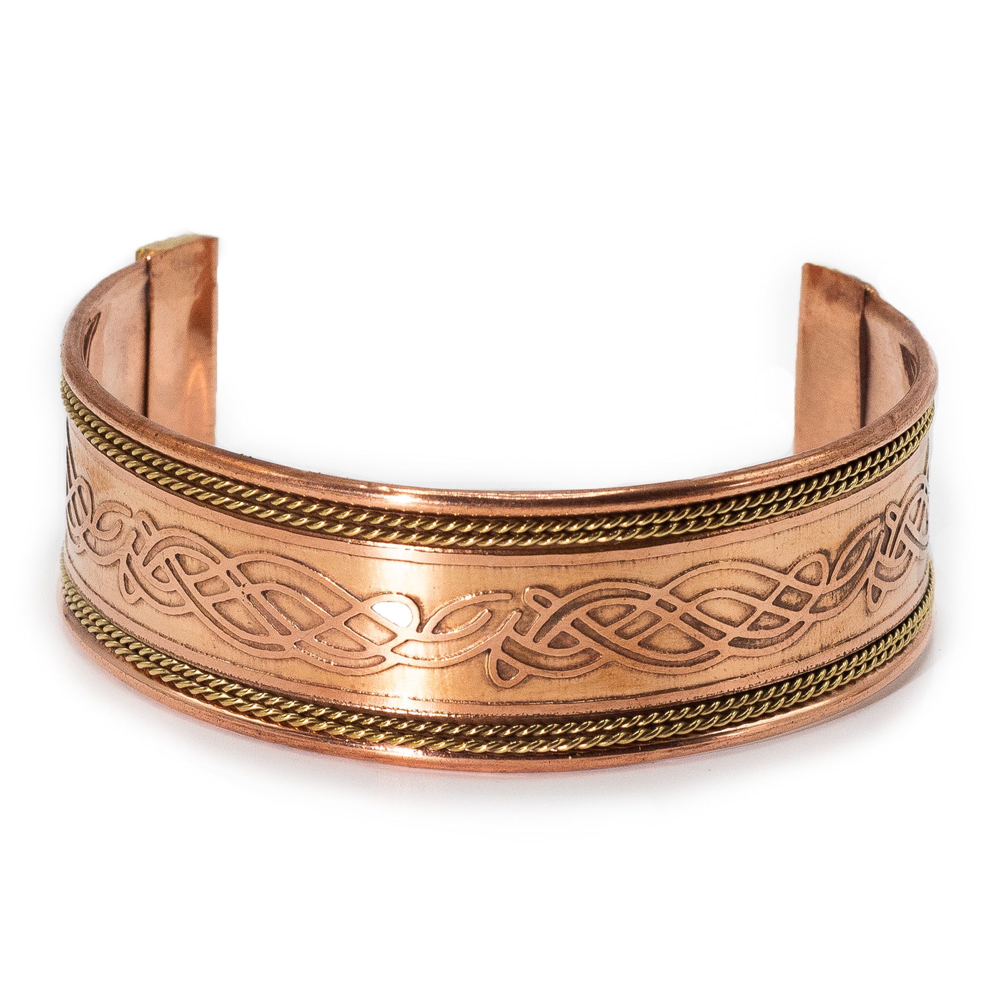 Pulseras de cobre con banda ancha y decoración de latón (surtidas) - Imagen 2