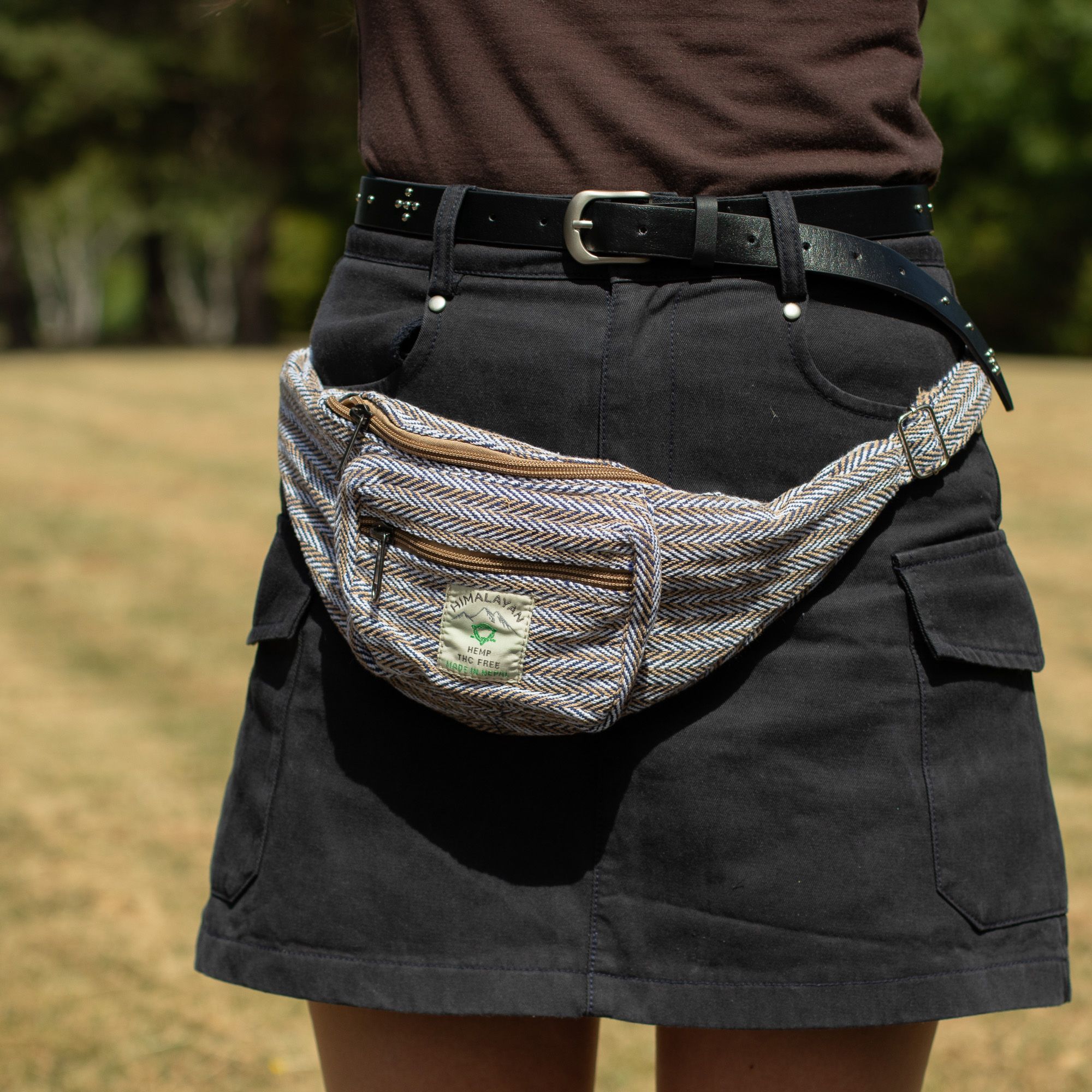 Bolso Tipo Cinturón de Estilo Cáñamo y Algodón (o Riñonera) - Azul - Imagen 6