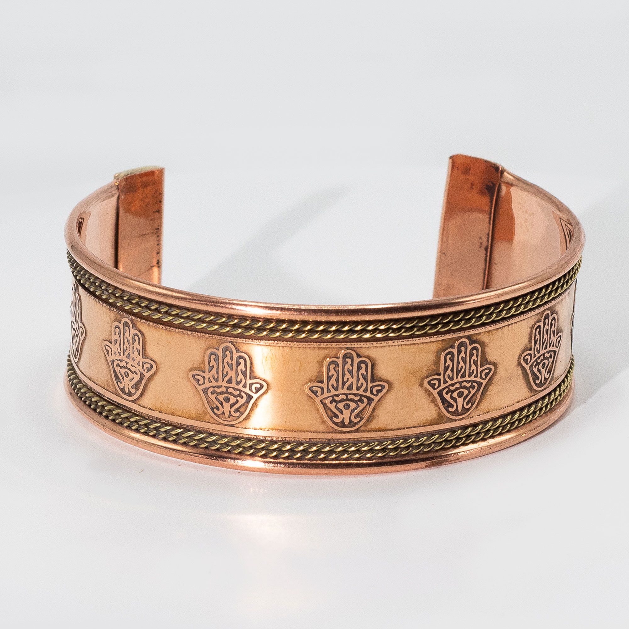 Pulseras de cobre con banda ancha y decoración de latón (surtidas) - Imagen 3