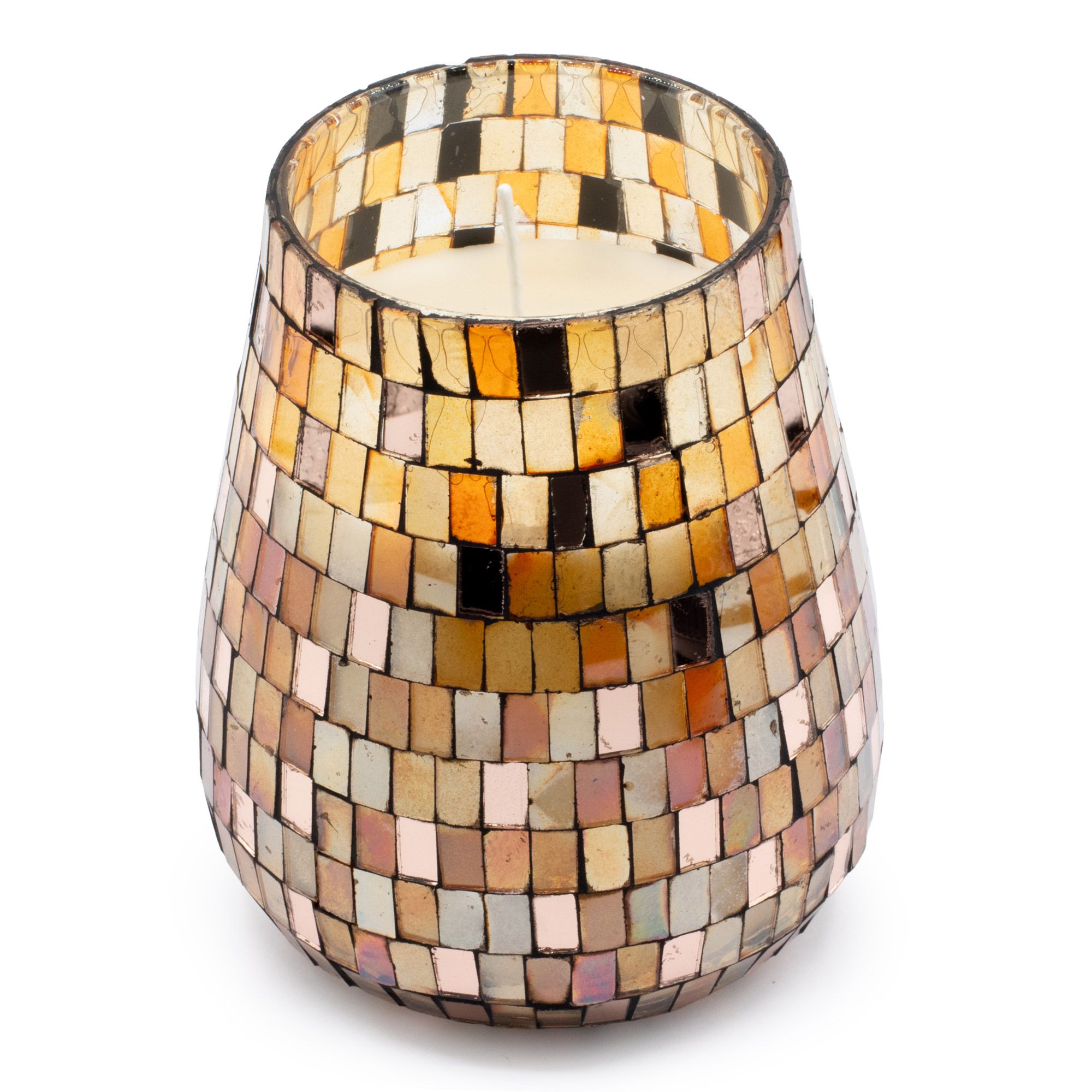 Velas en tarro de vidrio alto - mosaico ámbar - Imagen 5