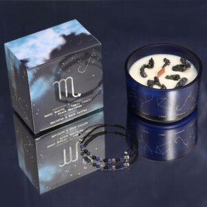 Vela de Cristal del Zodiaco con Pulsera de Piedras Preciosas - Escorpio