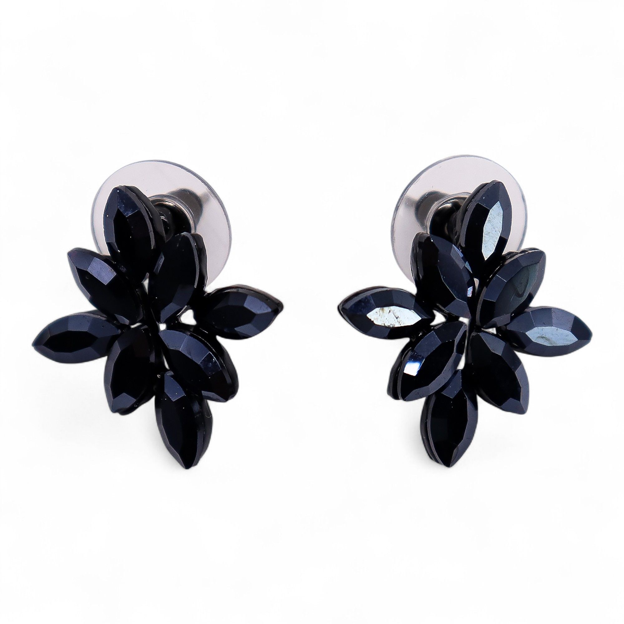 Pendientes de Cristal Vintage - Flores - Negro Azabache - Imagen 6