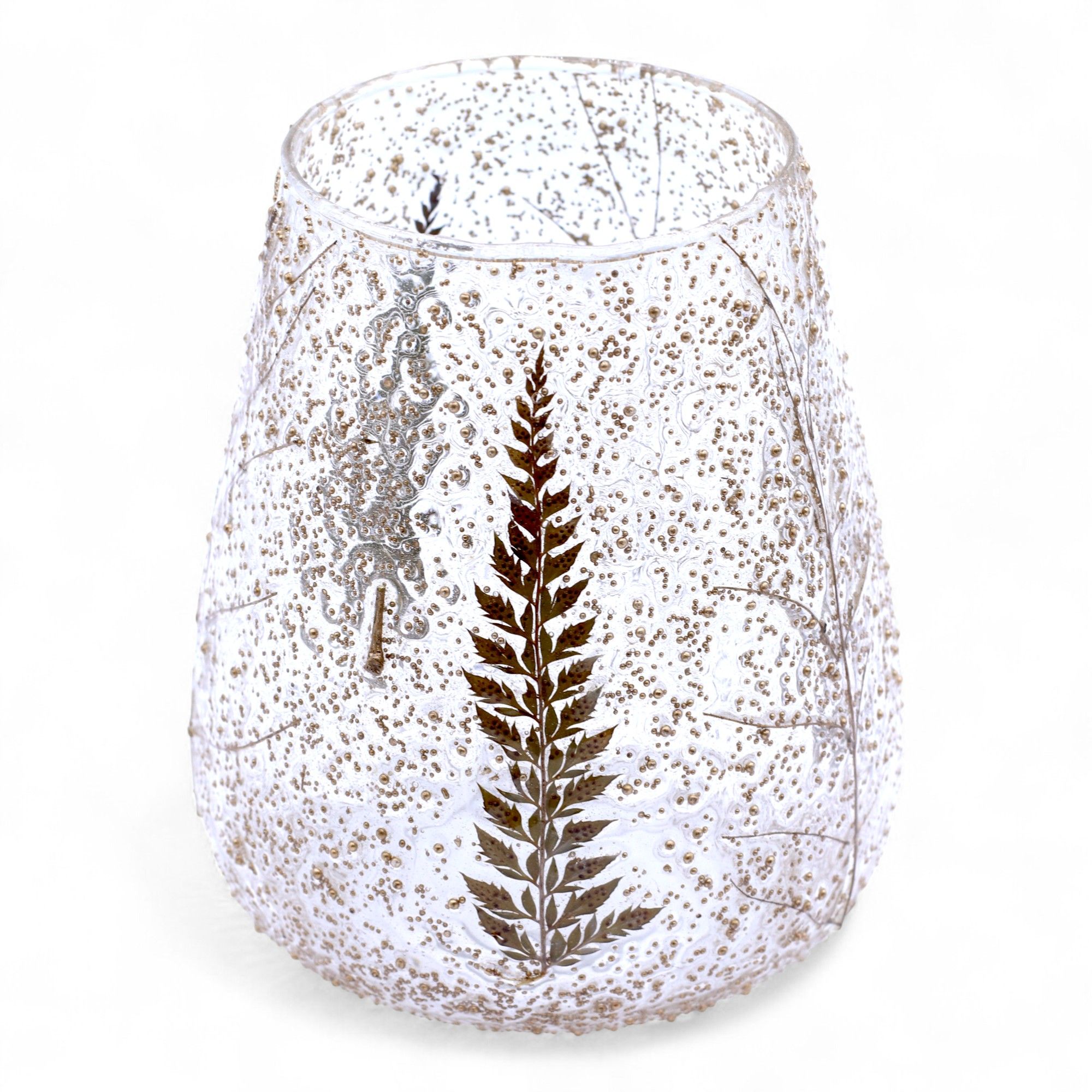 Portavelas de Vidrio floral natural - Cuenco grande - Pino (15x12cm) - Imagen 11