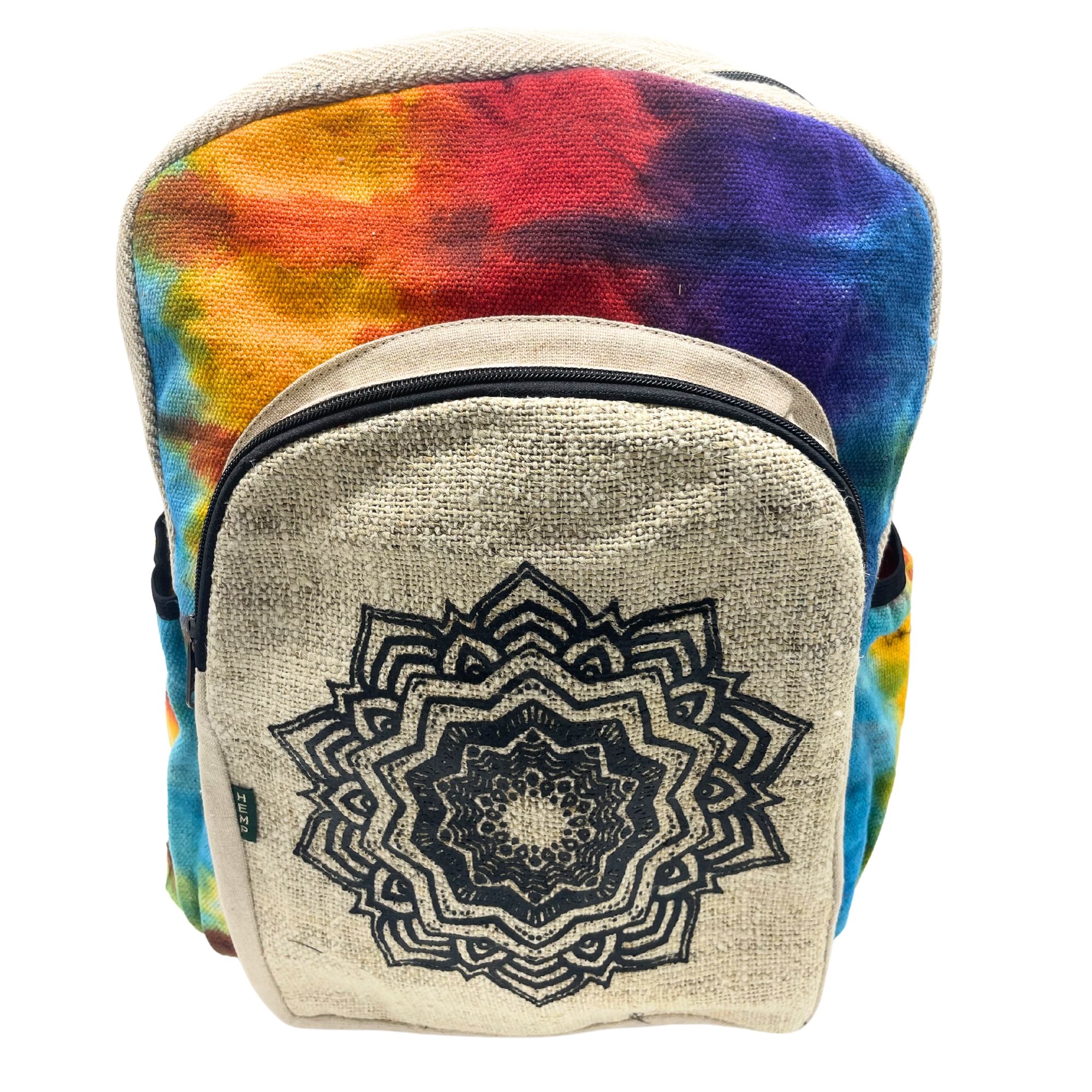 Mochila grande de cáñamo Tiedye - Mandala - Imagen 2
