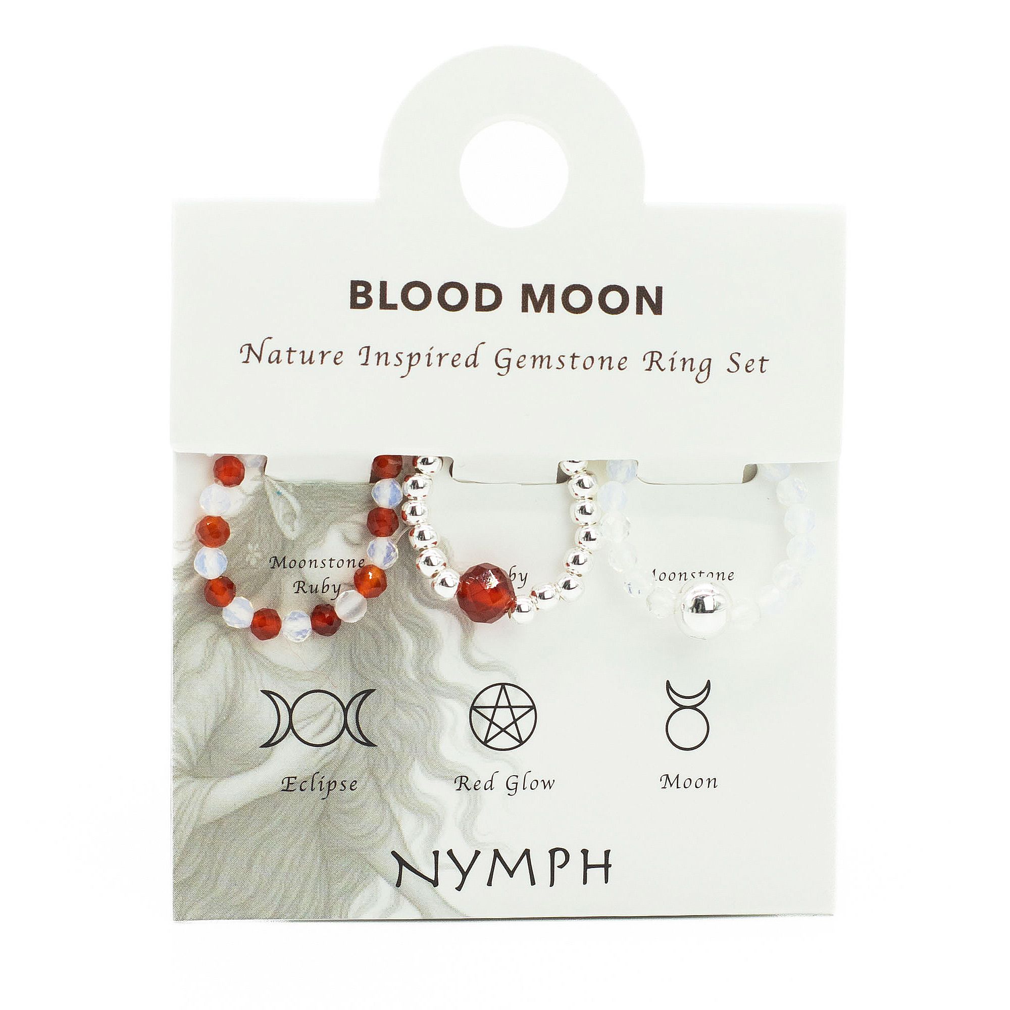 Conjunto de anillos de gema de ninfa - Luna de sangre - Imagen 3