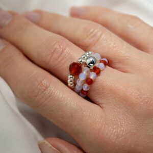 Conjunto de anillos de gema de ninfa - Luna de sangre