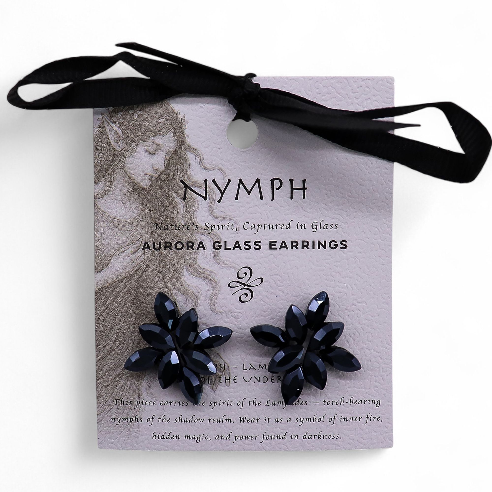 Pendientes de Cristal Vintage - Flores - Negro Azabache - Imagen 7
