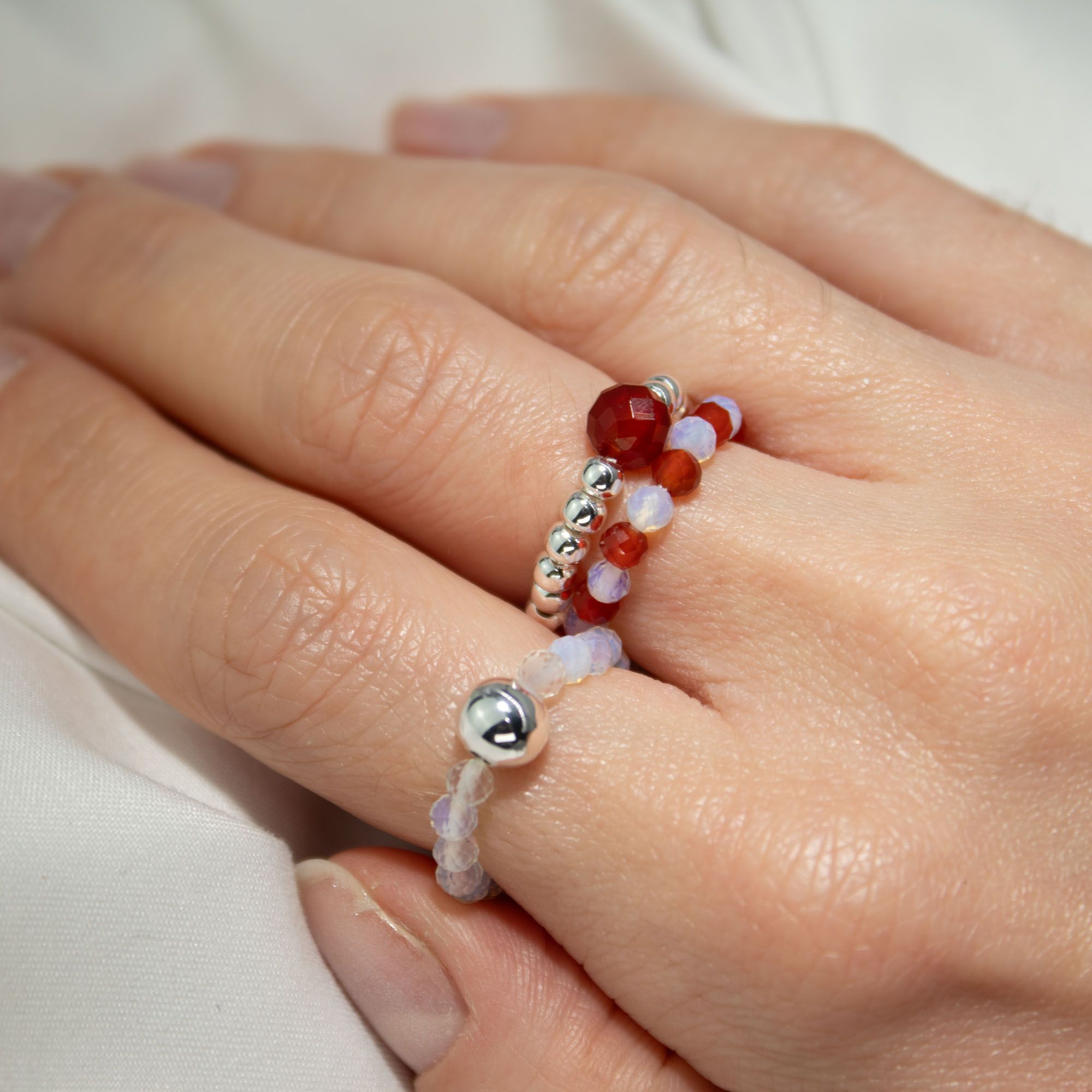 Conjunto de anillos de gema de ninfa - Luna de sangre - Imagen 2