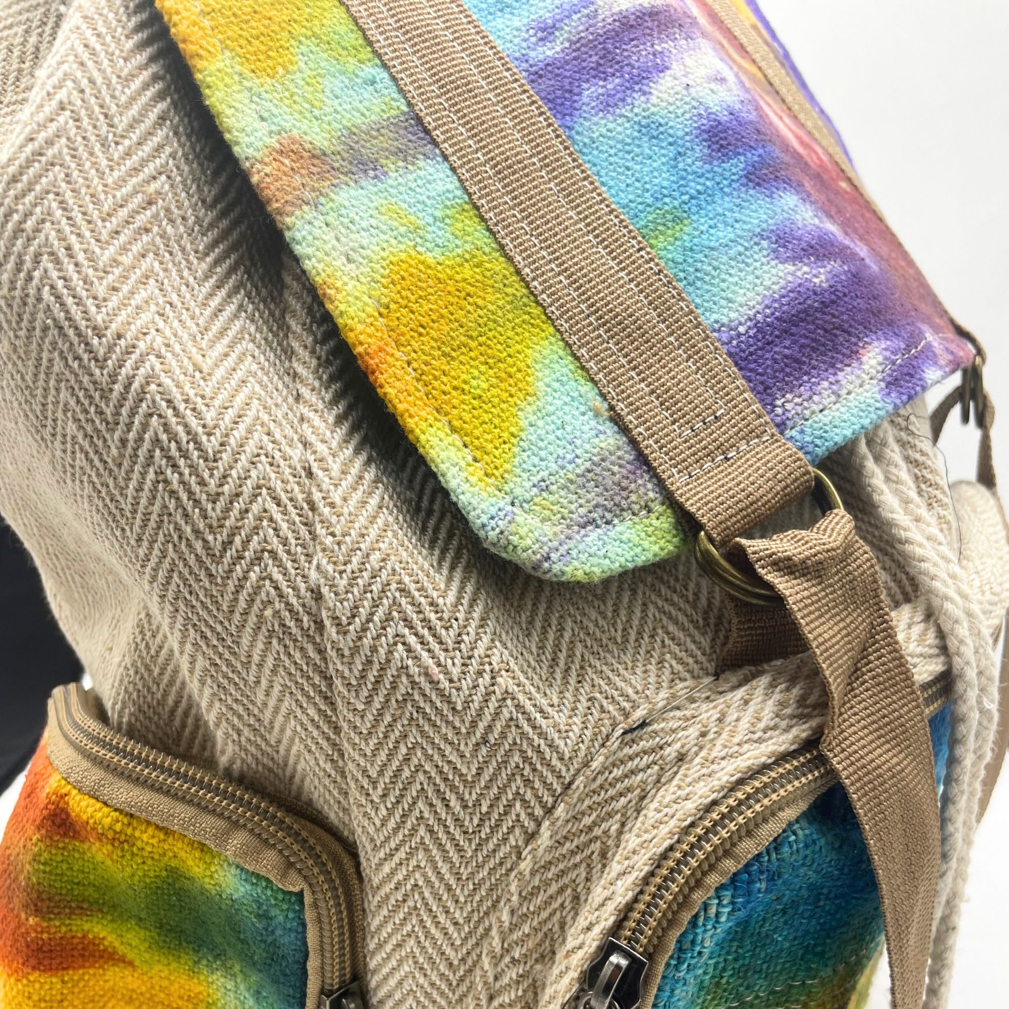 Mochila cuadrada grande de cáñamo Tiedye - Imagen 3