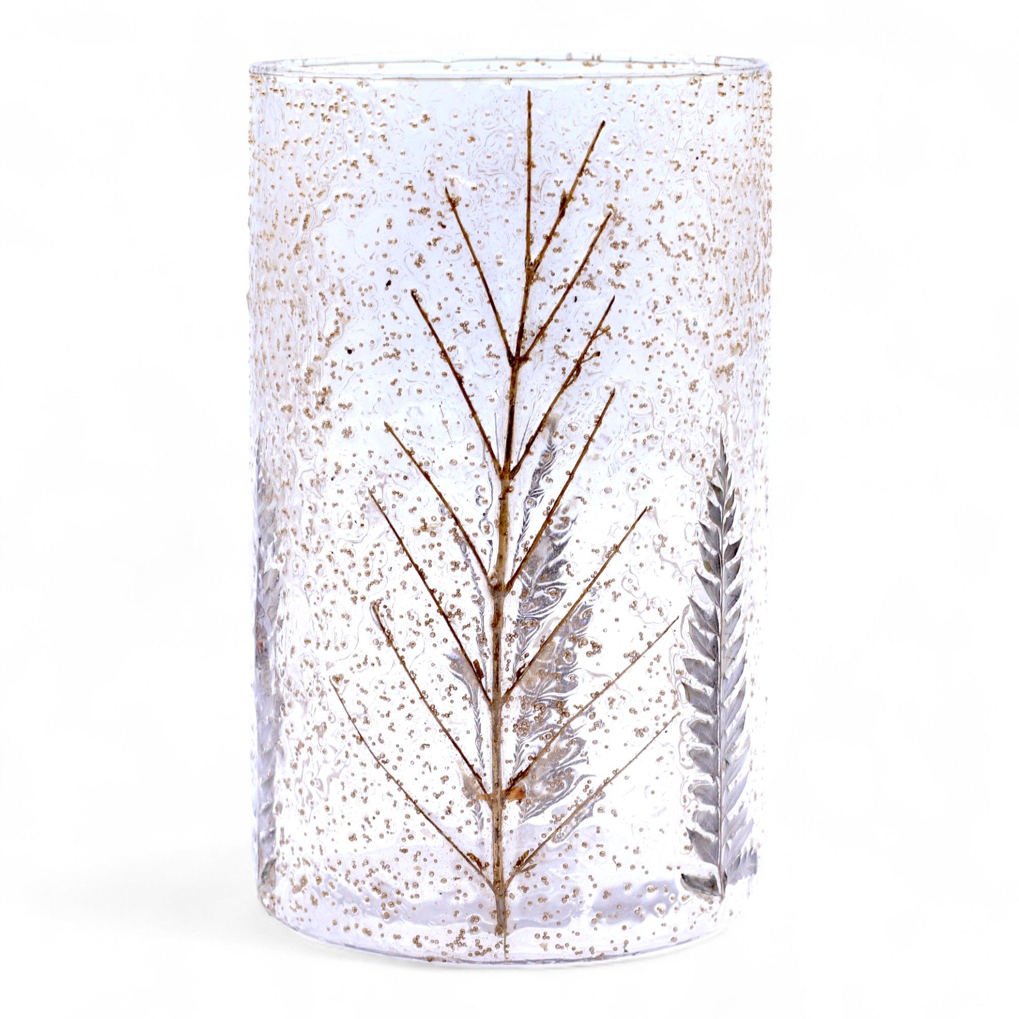 Portavelas de Vidrio floral natural - Jarrón alto - pino (19x11cm) - Imagen 2