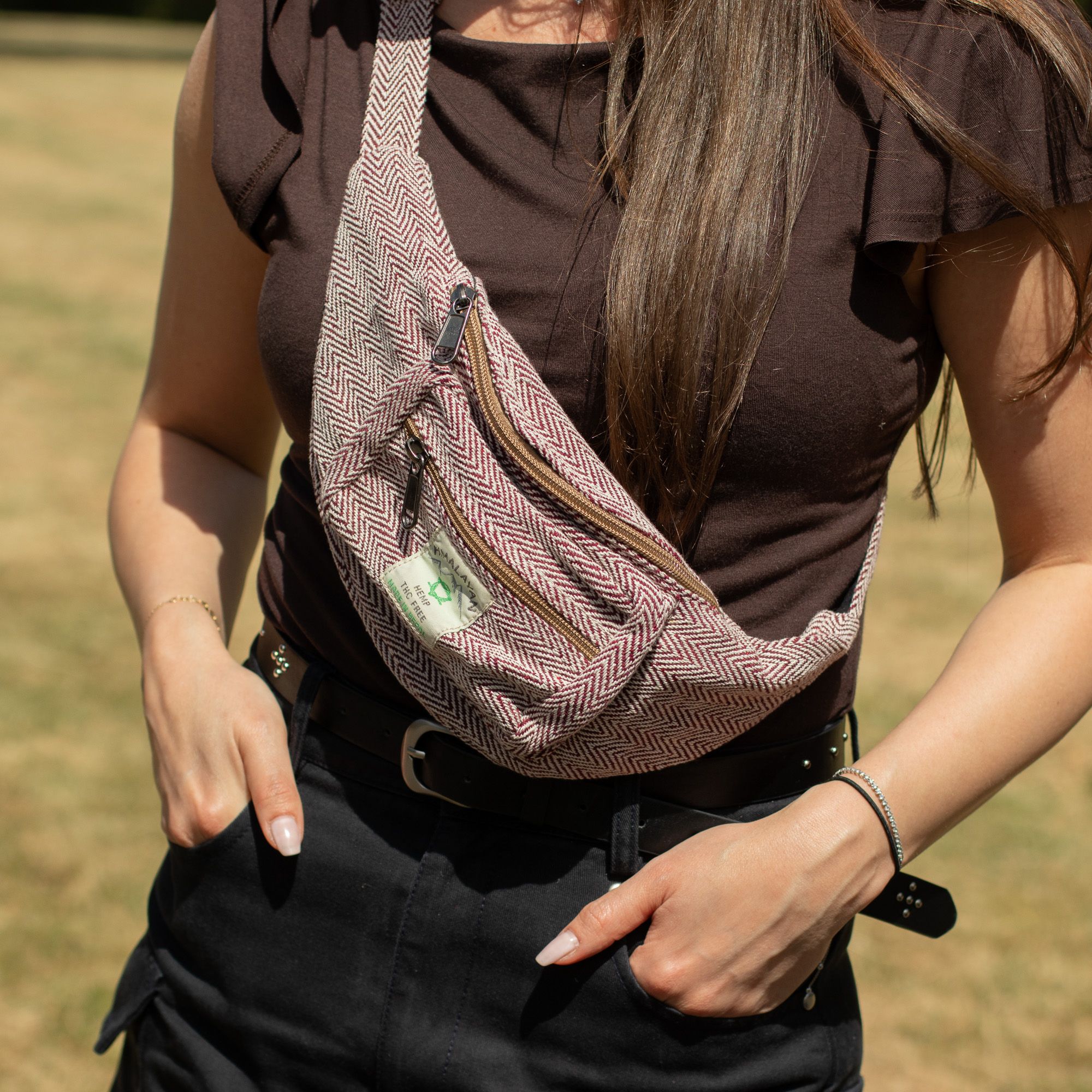 Bolso Tipo Cinturón de Estilo Cáñamo y Algodón (o Riñonera) - Vino - Imagen 4