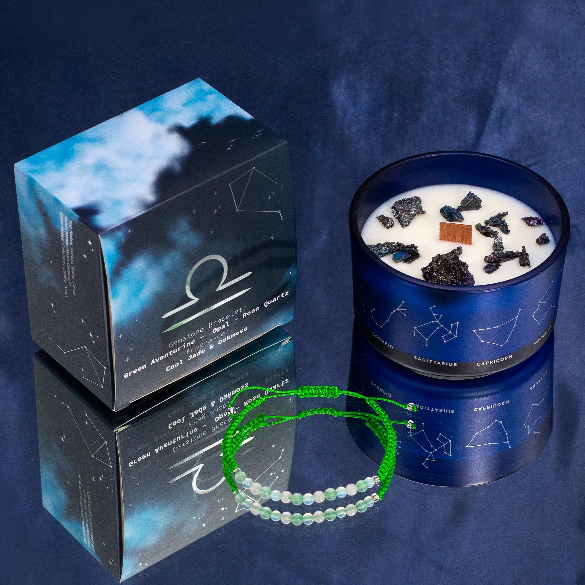 Vela de Cristal del Zodiaco con Pulsera de Piedras Preciosas - Libra - Imagen 2